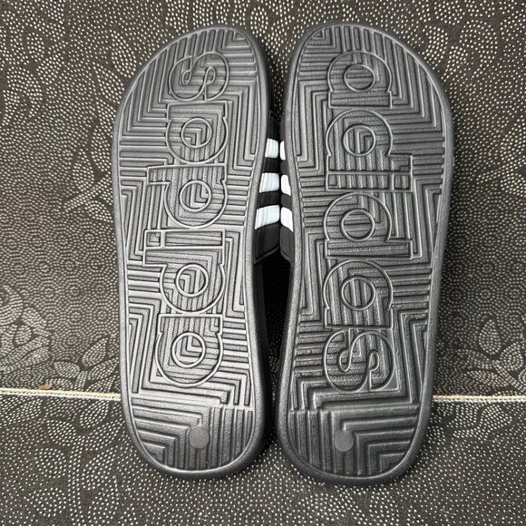 Adidas Adissage Mens Slide Sandals Size 11/12 Black & White Adjustable Strap - Picture 5 of 6